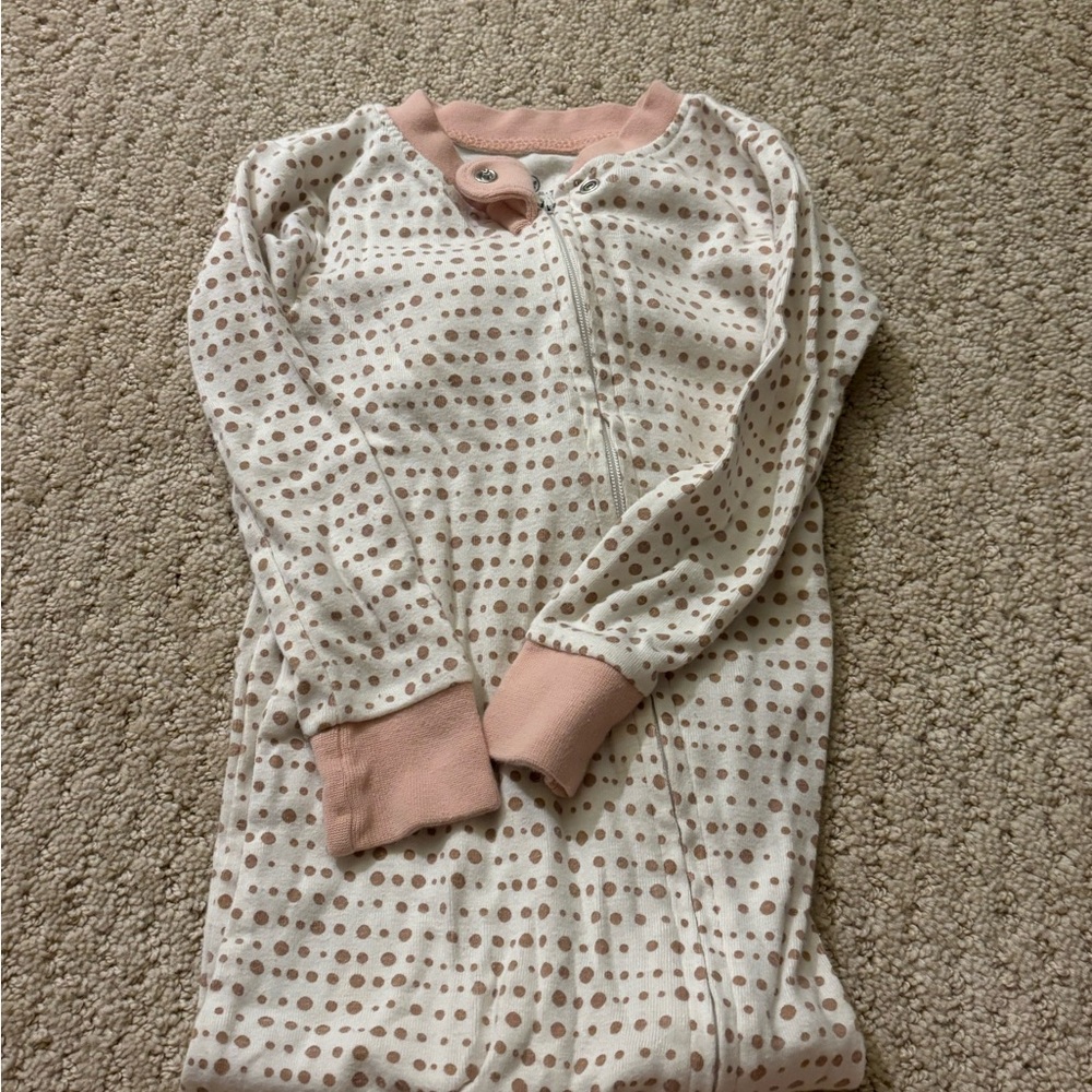 Polka Dot Baby Onesie with Pink Accents